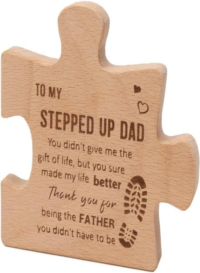 NELXI Best Step Dad Gifts, Bonus Dad Gifts, Wooden Puzzle Keepsake for Stepped Up Father Figure, Father’s Day Present, Birthday Appreciation from Stepdaughter, Meaningful Family Love Home Decor - Image 1
